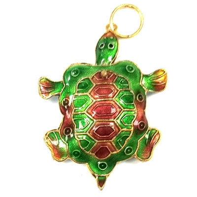 ENAMEL TURTLE 32X40MM GREEN